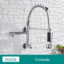 Torneira Cozinha Gourmet Montada Na Parede, Torneira água fria de latão com flexível pulverizador