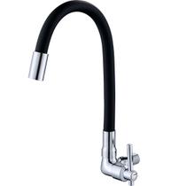 Torneira Cozinha Gourmet Parede Cromada e Preta Flexível 1/4 volta