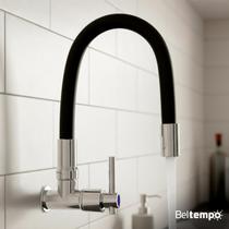 Torneira Cozinha Gourmet Parede Super Flexível Giro 360º Resistente A Corrosão E Ferrugem Acabamento Cromado Beltempo Preto