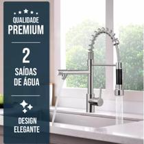 Torneira Cozinha Gourmet Premium 2 bicas Ducha Fléxivel Agua quente e fria Monocomando