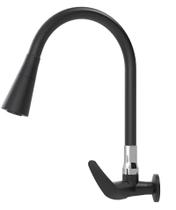 Torneira cozinha gourmet preta de parede flexivel dois jatos