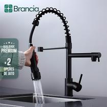 Torneira Cozinha Gourmet Preta Monocomando 50cm Com Spray Pia Misturador Preto Fosco para Bancada Mesa