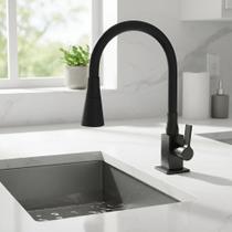 Torneira Cozinha Gourmet Quadrada Flexível 2 Jatos Preta Aca Torneira Cozinha Gourmet Quadrada Flexível 2 Jatos Preta Aca