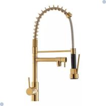 Torneira cozinha gourmet vip misturador monocomando spray dourada gold
