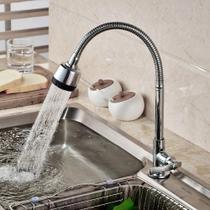 Torneira Cozinha Inox Ducha Flexível Pressão Giro Bico Esguicho Alta
