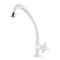 Torneira Cozinha Mesa ABS Giratória Bica Movel Alta Viqua Branco Com Cromado Torneira Cozinha Mesa ABS Giratória Bica Movel Alta Viqua Branco Com Cromado