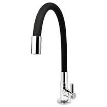 Torneira Cozinha Mesa Gourmet Preta Flexível 1/4 volta C62