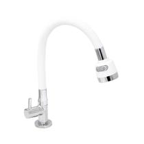 Torneira Cozinha Mesa Silicone Branco C61 Duplo Jato Gourmet