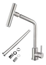 Torneira Cozinha Monocomando Escovada Inox Bancada 1/4 360º