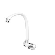 Torneira Cozinha Parede Alta Bica Móvel Orbe Branco/Cromo