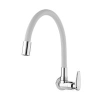 Torneira Cozinha Parede Bica Alta Flexível 1/4 De Volta Allure Mouve Viqua Branco Metalizado
