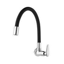 Torneira Cozinha Parede Bica Alta Flexível 1/4 De Volta Allure Mouve Viqua Preto Metalizado