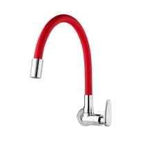 Torneira Cozinha Parede Bica Alta Flexível 1/4 De Volta Allure Mouve Viqua Vermelho Metalizado