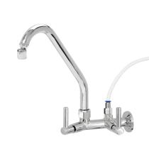 Torneira Cozinha Parede Bica Movel Com Arejador Articulado com Saida para Filtro ou Purificador Parede Abs 6,4 mm