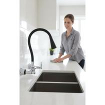 Torneira Cozinha Parede Flexível 2 Jatos Preta