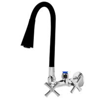 Torneira Cozinha Parede Flexível Cone Preto 2 Jatos Com Saida Para Filtro Purificador 3 8 Soft Metal