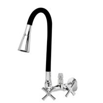 Torneira Cozinha Parede Flexível Gourmet Com Adaptador Saida Purificador de Água 14 6 mm Metal