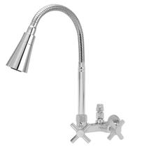 Torneira Cozinha Parede Flexível Gourmet Cone Cromado 2 Jatos Com Saida de 6,4 mm Para Filtro Purificador Metal Torneira Cozinha Parede Flexível Gourmet Cone Cromado 2 Jatos Com Saida de 6,4 mm Para Filtro Purificador Metal