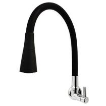 Torneira Cozinha Parede Gourmet Preta 1/4 volta C62 Cone