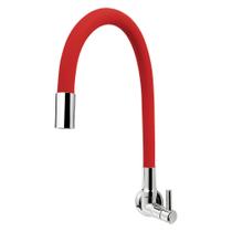 Torneira Cozinha Parede Gourmet Vermelha Flex 1/4 volta C62