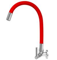 Torneira Cozinha Parede Luxo Flexível Gourmet Color Red C-72 Torneira Cozinha Parede Luxo Flexível Gourmet Color Red C-72