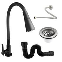 Torneira Cozinha Preta + Valvula Americana Inox + Sifão 70cm + Engate 60cm Torneira Cozinha Preta + Valvula Americana Inox + Sifão 70cm + Engate 60cm
