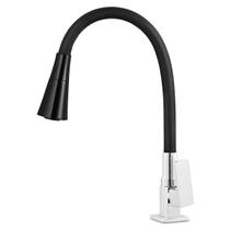 Torneira Cozinha Silicone Gourmet Flexível Jato Duplo Preto Alira Home