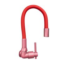 Torneira Cozinha Slim Vermelha E Rose Gold Parede Metal