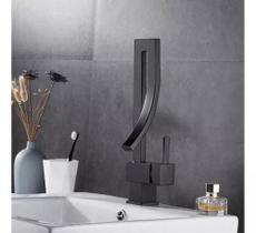 Torneira Curva para Banheiros e Lavabos Modelo Luxo Metal Preto Fosco