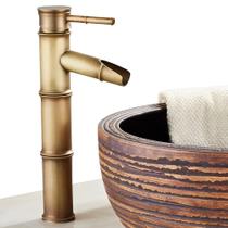 Torneira de Bambu Estilo Cobre Bronze Vintage Retro em Aço Inox Para Banheiro Lavabo Bancada de Luxo Misturador Monocomando