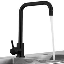 Torneira de Bancada Cozinha Gourmet Black Matte Preta Inox Misturador Monocomando Bico Aerador Giratório