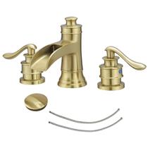 Torneira de banheiro BWE Spread Brushed Gold com 3 furos de 20 cm Torneira de banheiro BWE Spread Brushed Gold com 3 furos de 20 cm