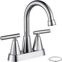 Torneira de banheiro Cobbe Chrome de 3 furos de 4 polegadas com dreno pop-up