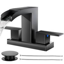 Torneira de banheiro Cobbe Waterfall 3 Hole Matte Black 4" Centerset