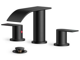 Torneira de banheiro FORIOUS Upgrade Black Waterfall 3 Hole 20cm