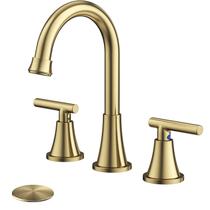 Torneira de banheiro Hurran Brushed Gold de 3 furos com dreno pop-up