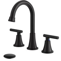 Torneira de banheiro Hurran Matte Black de 3 furos com dreno pop-up Torneira de banheiro Hurran Matte Black de 3 furos com dreno pop-up
