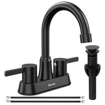 Torneira de banheiro Ifaucet Black 3 Hole 2 Handle Centerset Torneira de banheiro Ifaucet Black 3 Hole 2 Handle Centerset