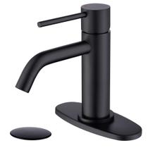 Torneira de banheiro JXMMP preta fosca de alça única com dreno dobrável Torneira de banheiro JXMMP preta fosca de alça única com dreno dobrável