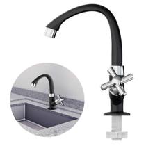 Torneira De Banheiro Lavabo De Mesa Bica Alta Móvel Preta Cromada ABS Cross Tigre