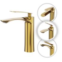 Torneira de Banheiro Lavabo Grécia Monocomando Quente e Fria Dourada GoldenX