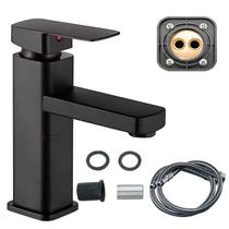 Torneira De Banheiro Lavabo Pia Bancada Mesa Luxo Metal Preta Black Bica Curta Misturador Monocomando Agua Quente e Fria