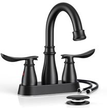 Torneira de banheiro LUFEIDRA Black Matte com dreno pop-up de 4", conjunto central Torneira de banheiro LUFEIDRA Black Matte com dreno pop-up de 4", conjunto central