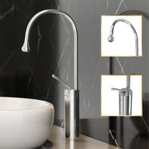 Torneira de Banheiro Luxo Capri Monocomando Gota Aço Inox GoldenX Torneira de Banheiro Luxo Capri Monocomando Gota Aço Inox GoldenX