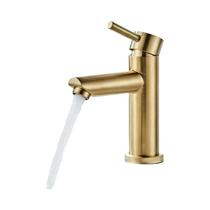 Torneira De Banheiro Monocomando Em Ouro Escovado, Misturador De Água Fria E Quente Em Latão Sólido