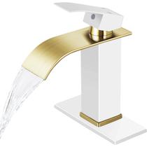 Torneira de banheiro Qomolangma Waterfall branca/ouro escovado