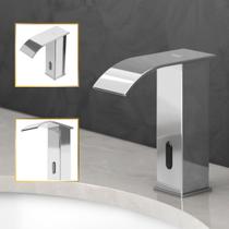 Torneira de Banheiro Sensor Automático New York Cromada Aço Inox GoldenX