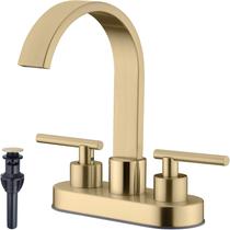 Torneira de banheiro TRUSTMI 4 Centerset em aço inoxidável dourado escovado Torneira de banheiro TRUSTMI 4 Centerset em aço inoxidável dourado escovado