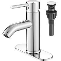 Torneira de banheiro VOTON Chrome de 1 furo em aço inoxidável com dreno
