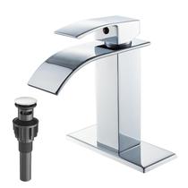Torneira de banheiro VOTON Chrome Waterfall de alça única com placa Torneira de banheiro VOTON Chrome Waterfall de alça única com placa